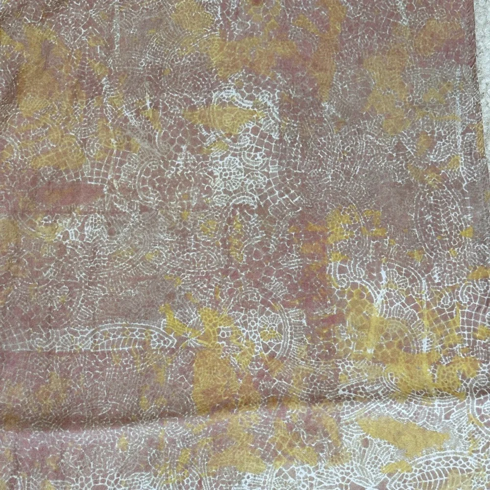 Silk Pink and Yellow Printed Scarf
